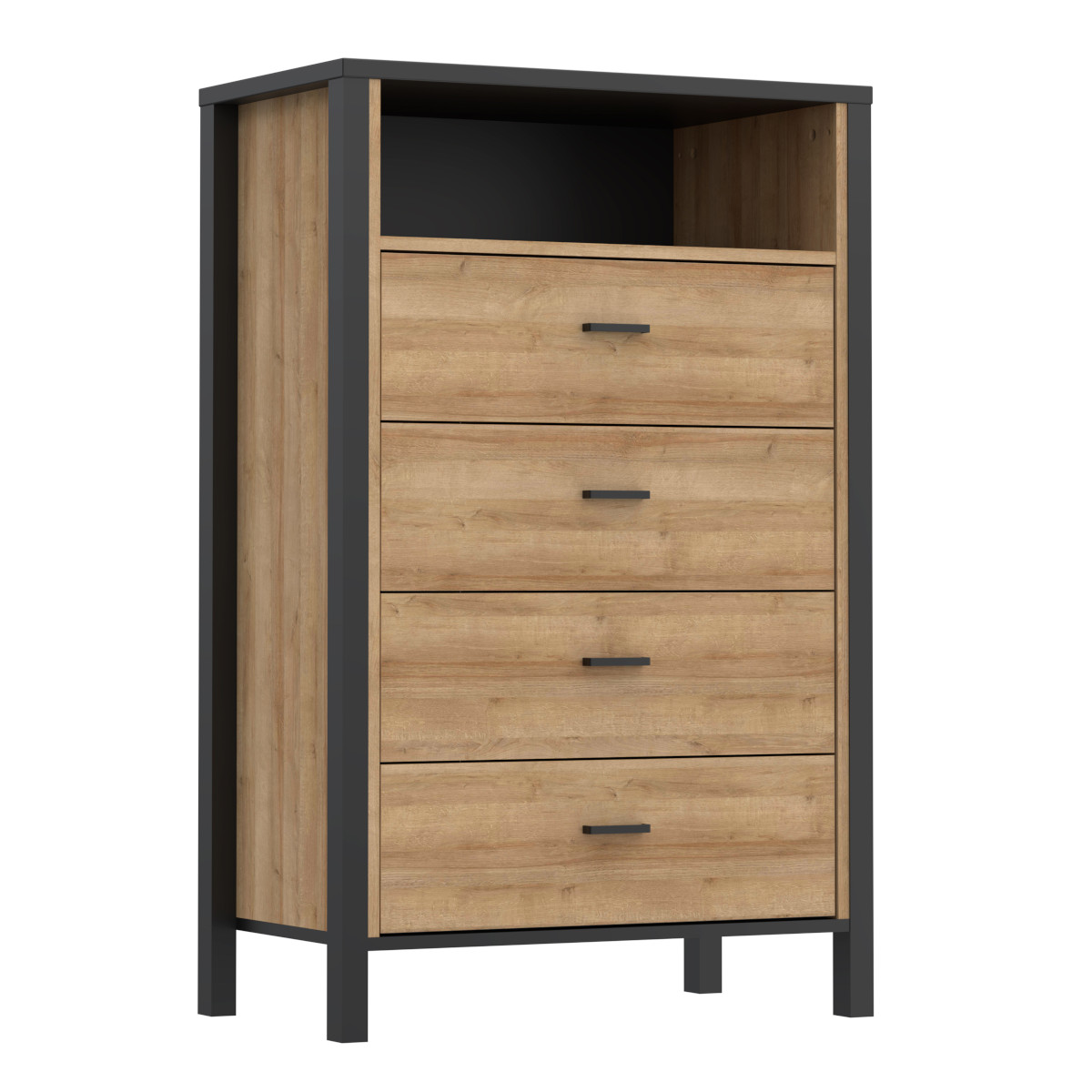 High Rock Chest of Drawers in Matt Black and Riviera Oak